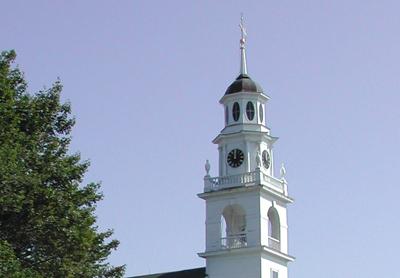 Steeple showing clock and belfry 