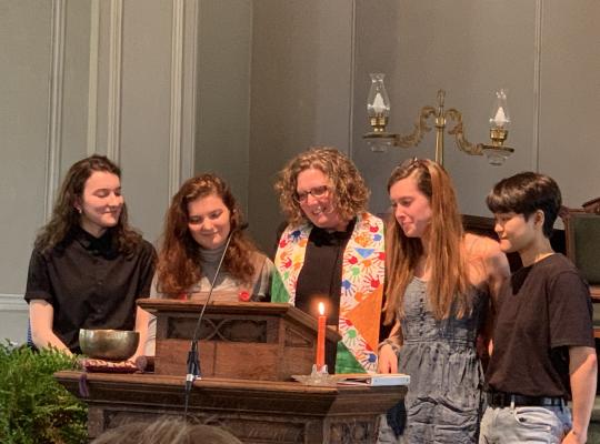 Celebrating four youth's bridging into adulthood from a UU standpoint